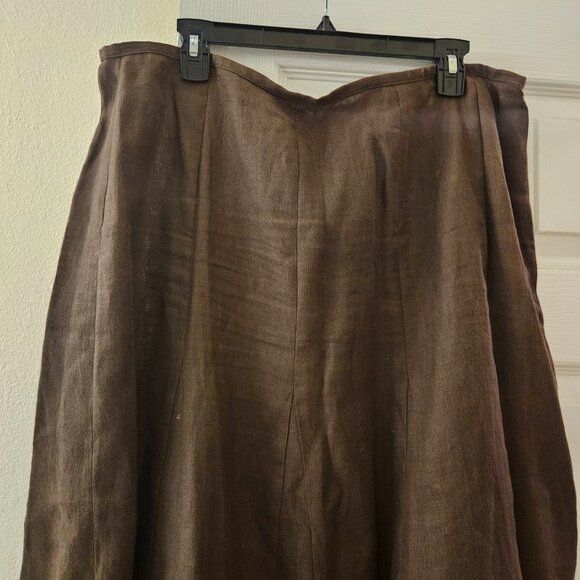 Talbot's irish linen lined long skirt closet staple brown fall neutral boho zip - Picture 3 of 9